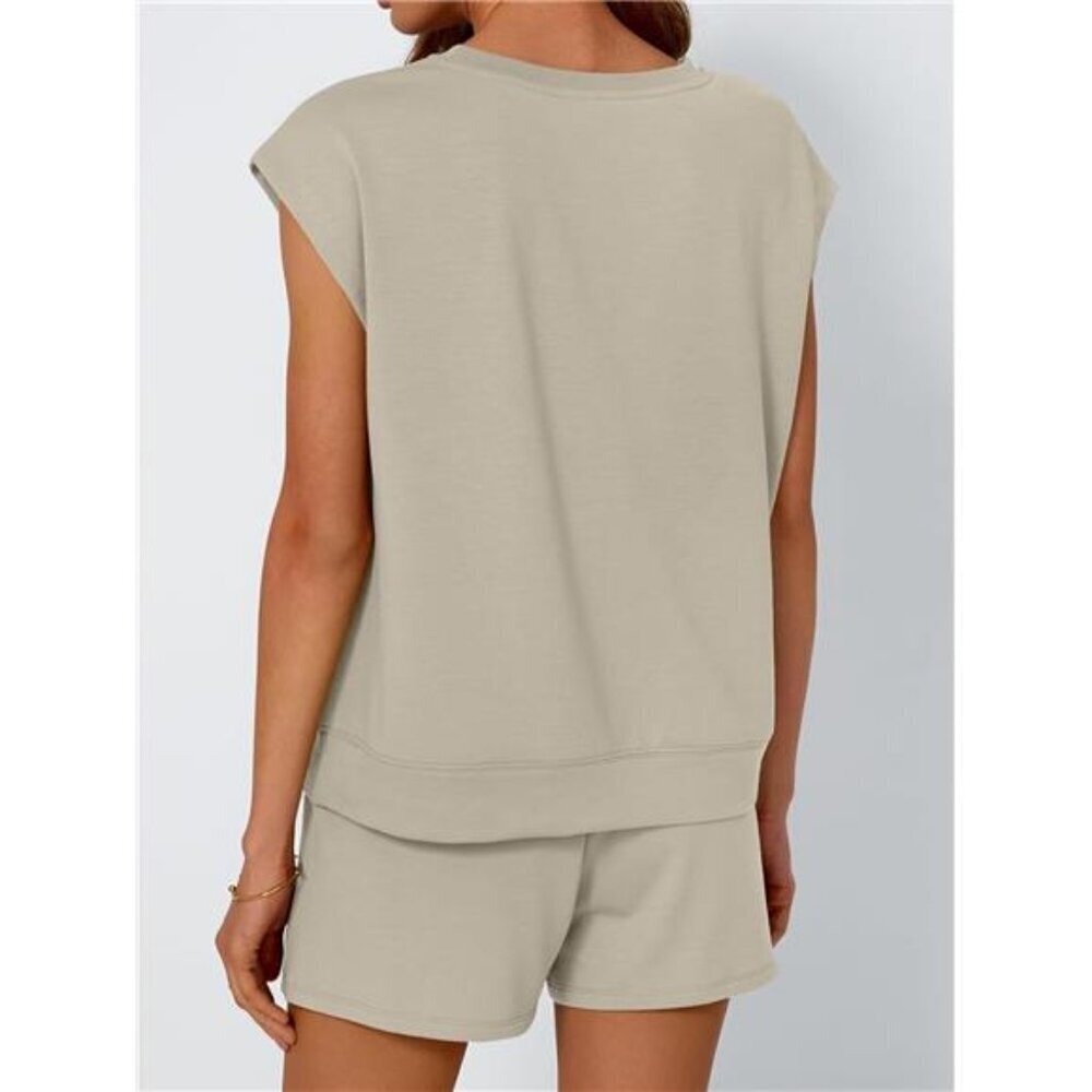 Round Neck Cap Sleeve Top and Shorts Set - Picture 15 of 16